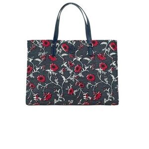 Tory Burch Women's Nylon Printed Tote (Retro Batik - Navy - Red)